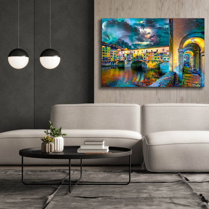 «Epic Graffiti», Italie, Ponte Vecchio, Italie par Pierre Gavidia, art mural sur toile, 60 po x 40 po, H 40 po x l 60 po