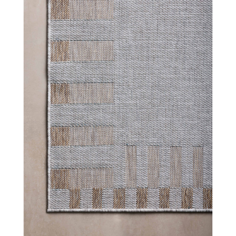 Tapis intérieur / extérieur argent / naturel Amber Lewis x Loloi, Rectangle 3 pi 11 po x 5 pi 11 po