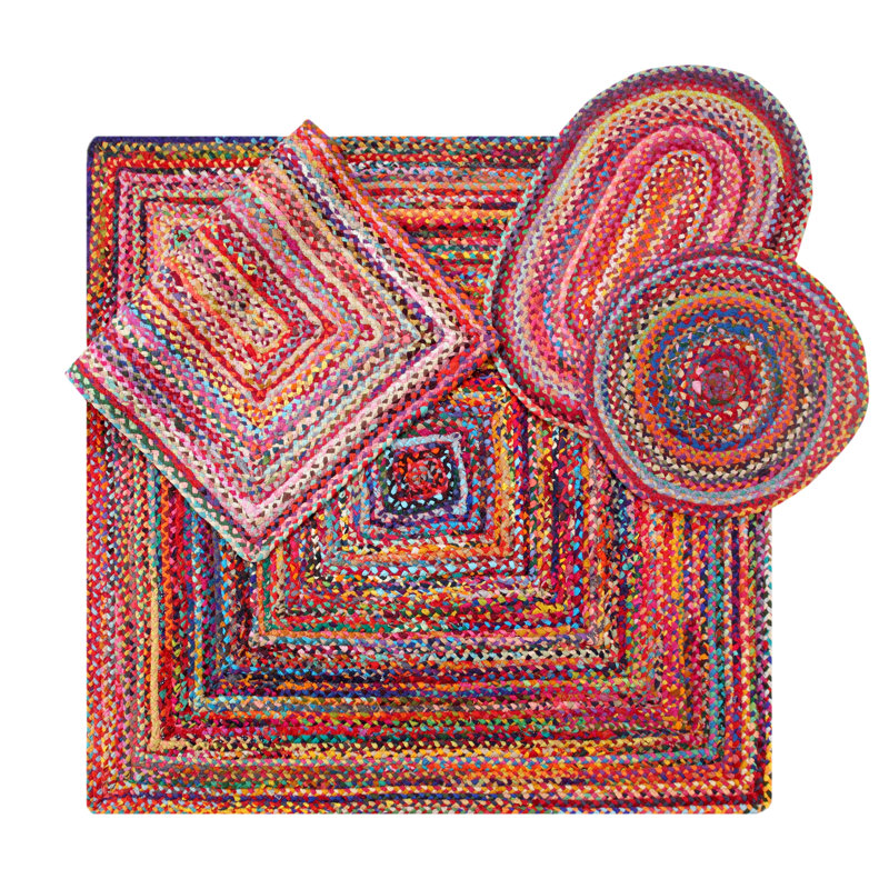 Lolita Striped Cotton Area Rug, Round 120cm
