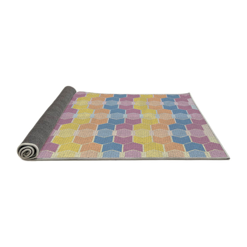 Tapis jaune / mauve / bleu / orange Power Loom, Rond 3 pi
