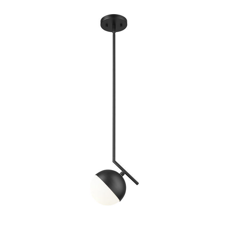 Luminaire suspendu 1 lumière 8,5 pouces Virgie, Noir mat