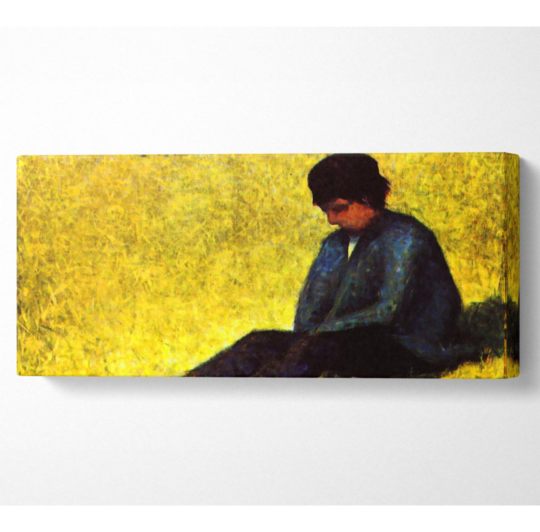 Seurat Boy Sitting On A Lawn - Panoramadrucke auf gerollter Leinwand