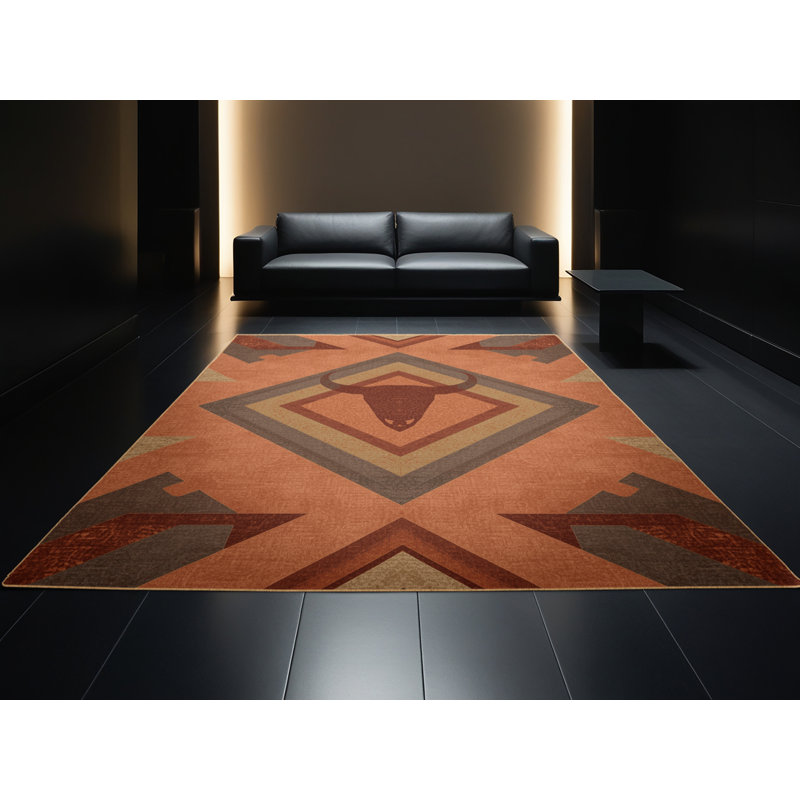 Tapis géométrique brun lavable à la machine Orys, 2 x 5