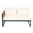 Bowen 2-Piece Modern Industrial Acacia Wood Outdoor Conversation Set With Water-Repellent Cushions And Metal Frame