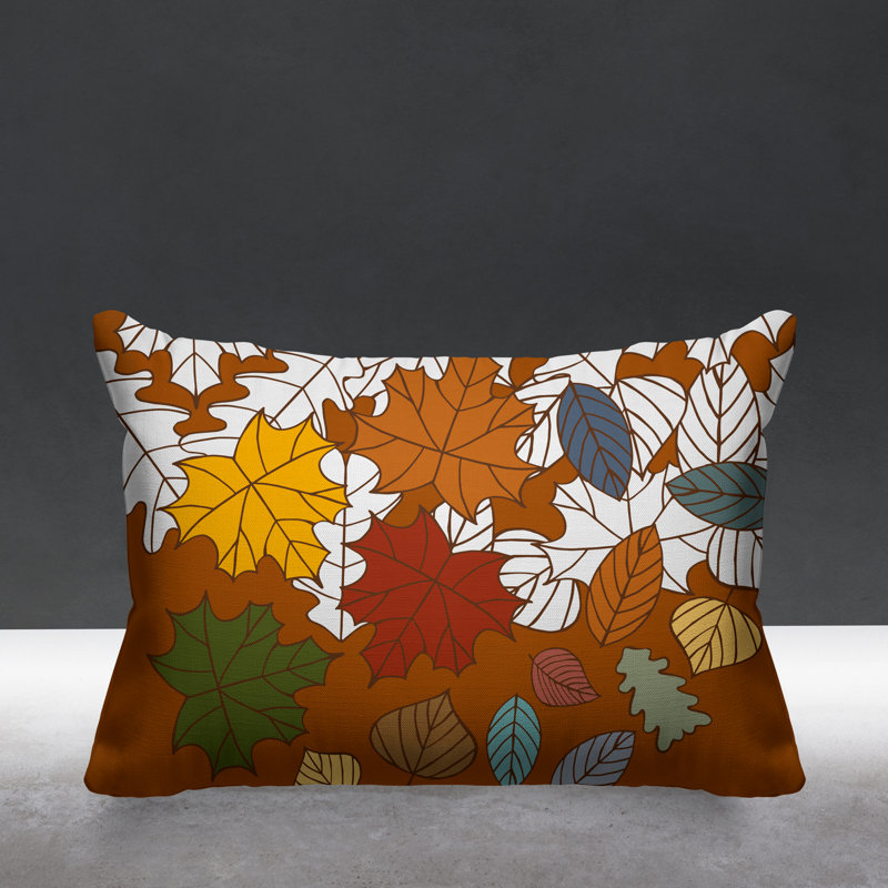 Coussin intérieur / extérieur Collin Maple Leaf, Orange, 14 po x 20 po, Rectangle