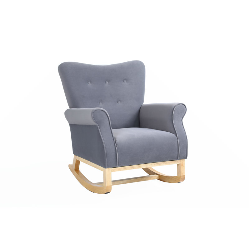 Chaise berçante en velours Jeffren, Gris