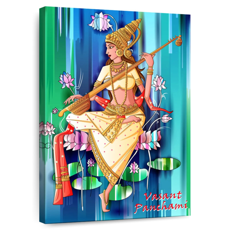 Adella Saraswati On Vasant Panchami, 39" H x 26" W