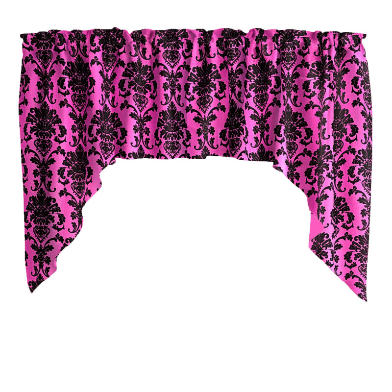 Cantonnière en popeline à motif floral damassé 58 "de large, Fuchsia