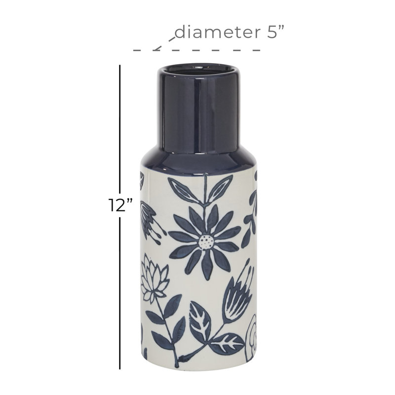 Vase moderne en céramique bleue, 12 x 5 x 5