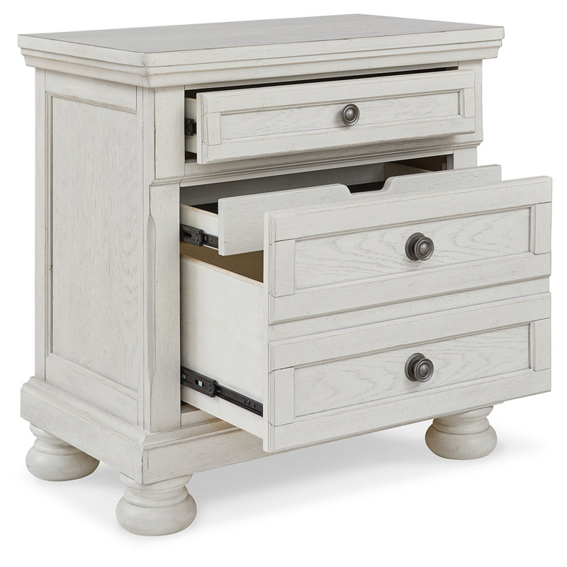 Table de chevet 2 tiroirs blanche Mikado
