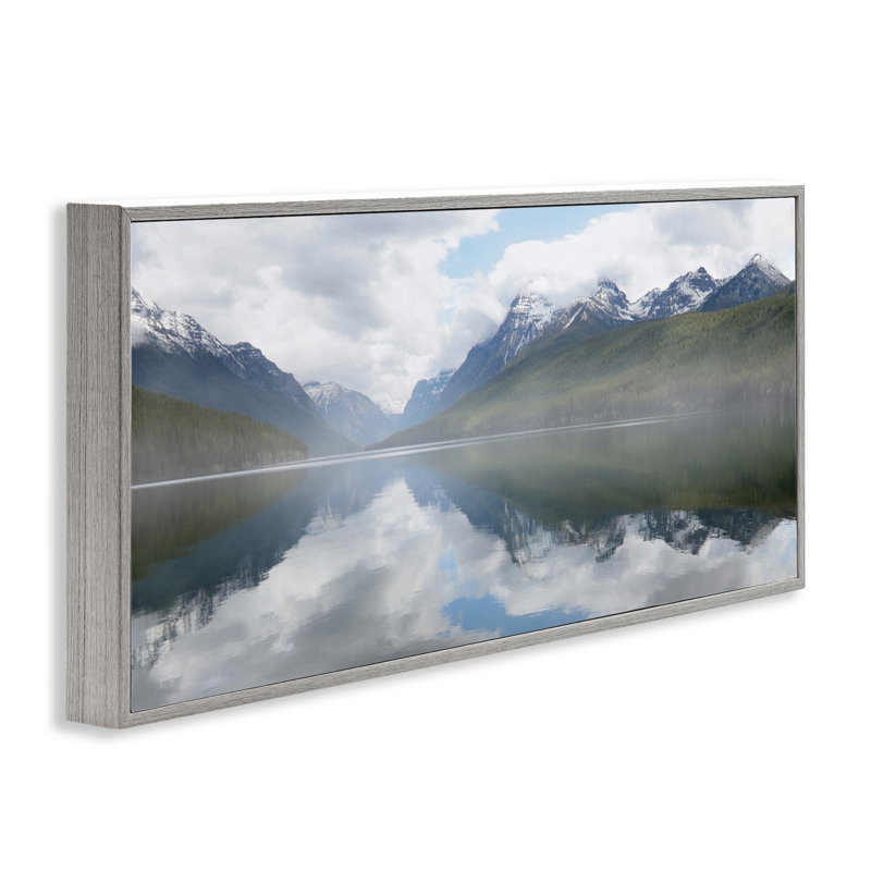 Mountain Peak Reflections Framed Giclee Art by Lori Deiter, Farmhouse Gray Framed Giclee, 10" H x 24" W