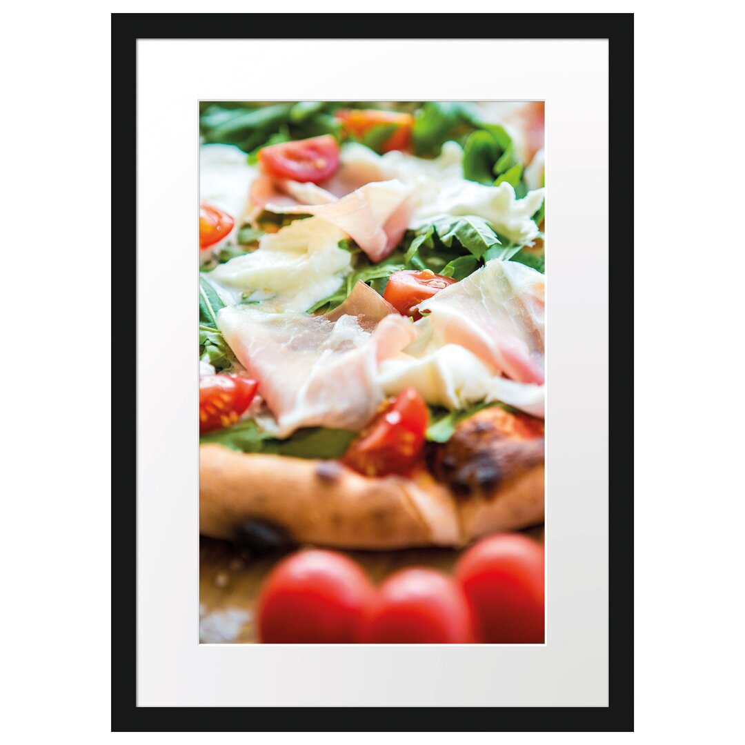 Gerahmtes Poster Pizza mit Parmaschinken