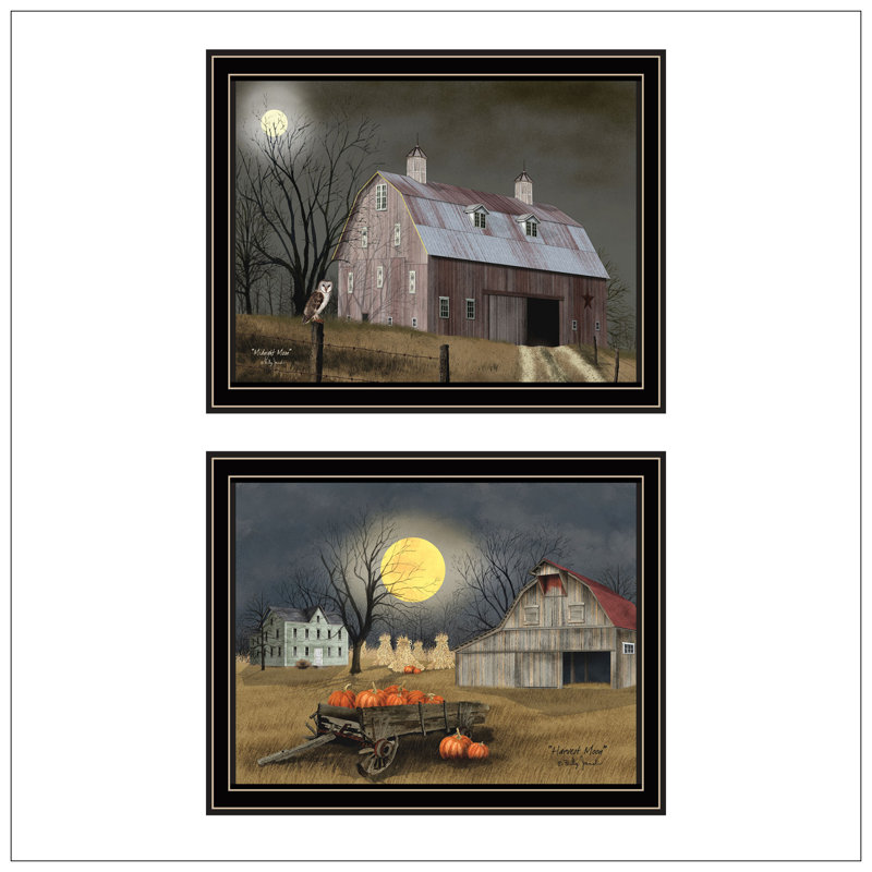 Trendy Decor 4U 2- Piece Vignette Autumn Moonlit Nights Wall Art For Living Room, Bedroom Wall Art Print For Home Decor By Billy Jacobs