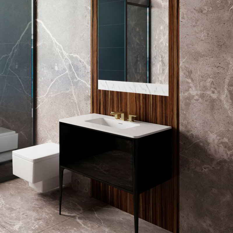 Luxe 30" Gloss Vanity With Counter, Black