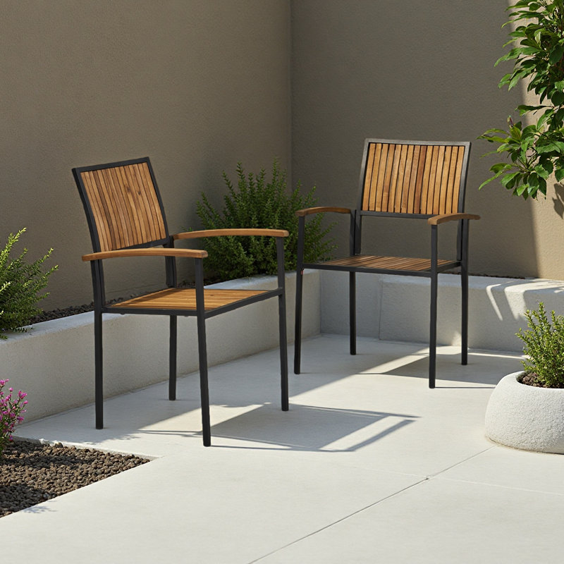 Chaise en bois et métal, Black Teak