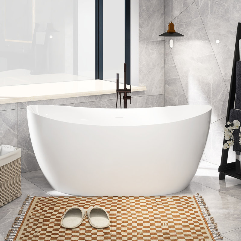 63'' x 31'' Freestanding Soaking Acrylic Bathtub