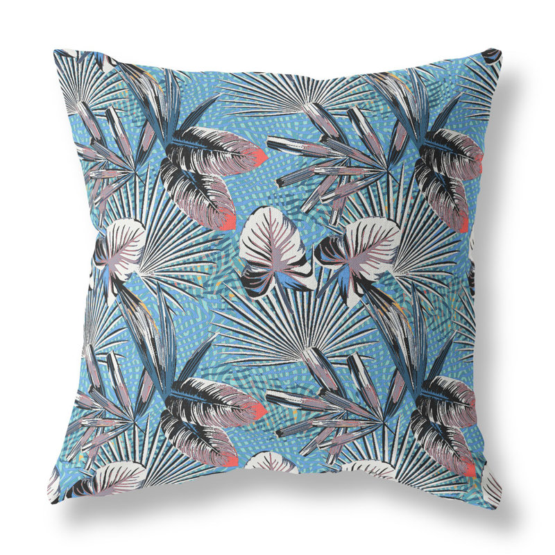  Coussin en suède illusion avec insert Illusion, H 20 po x l 20 po, Bleu/crème