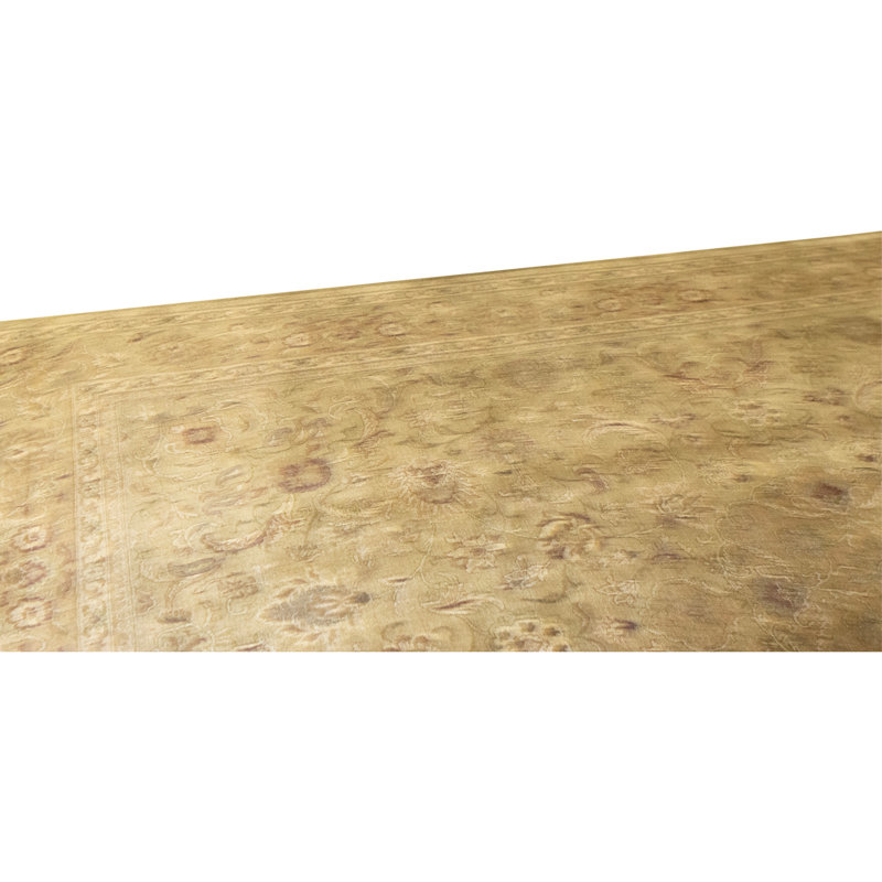 Hand Knotted Wool Area Rug in Gold