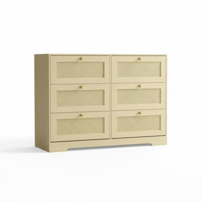 6 Drawer Dresser for Bedroom, Modern Wood Chest with Storage, Natural