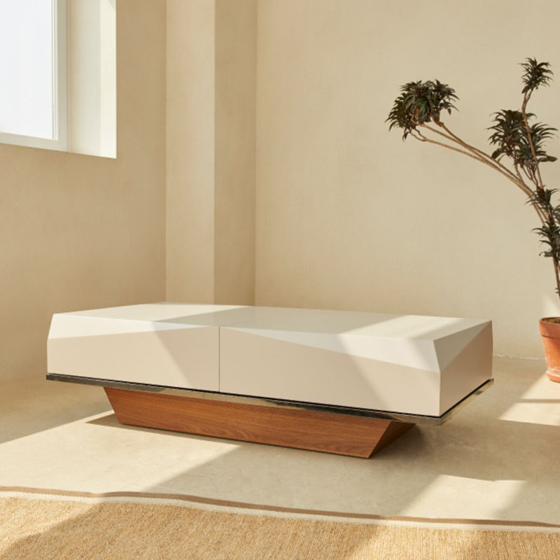 Table basse de luxe crème avec rangement