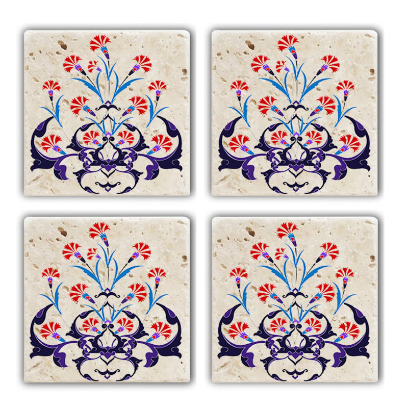 Ensemble de tapis en verre de qualité supérieure (4 pièces) de qualité supérieure, 3,9 x 3,9 x 0,4 pouces | 100% pierre naturelle pour la durabilité et l'élégance | Parfait pour protéger les surfaces, idéal pour la maison et le bureau, élégant et fonctionnel