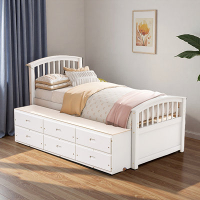 Lit standard 6 tiroirs en bois massif
