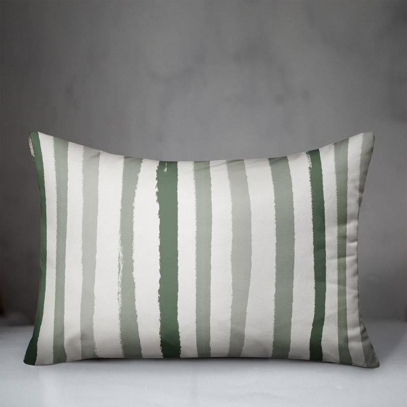 Housse et insert de coussin rectangulaire d'extérieur Vertical Strokes 17, Vert