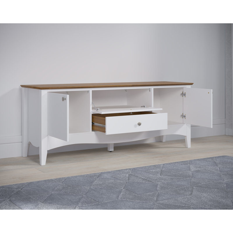 Delrick TV Stand, White/Brown