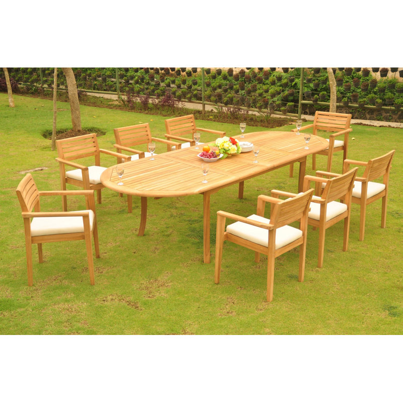 Taraval Outdoor 9 - Piece Teak Dining Set, 29.5" H x 94" L x 42.5" W
