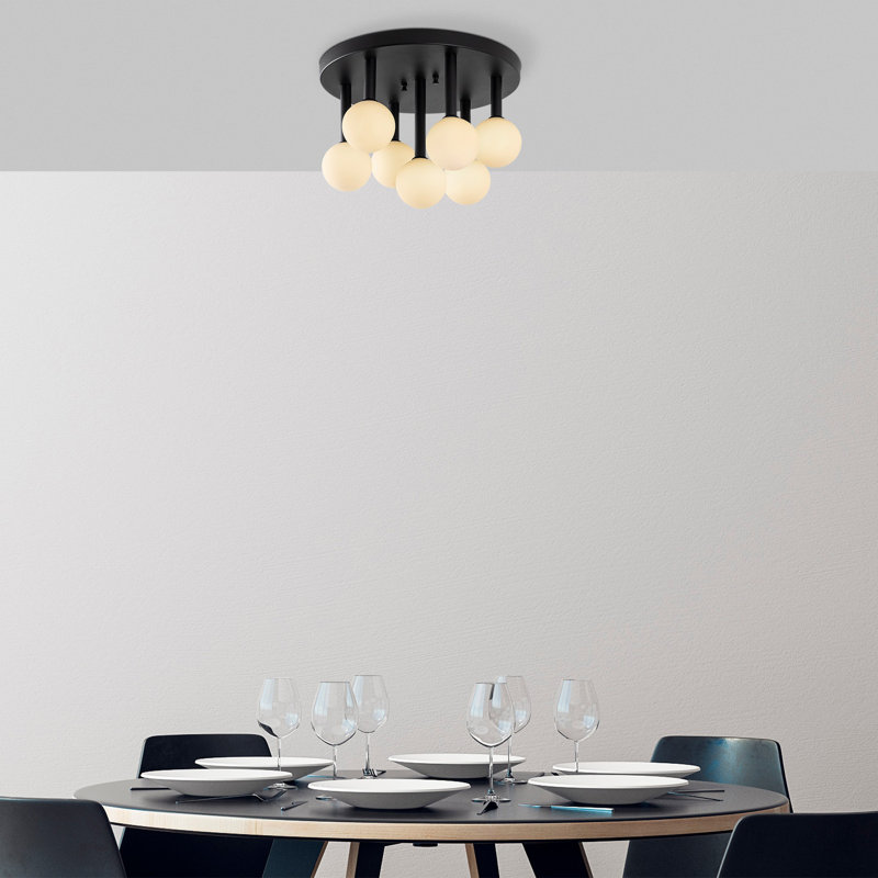 Plafonnier semi-encastré en verre Cogbill, Noir