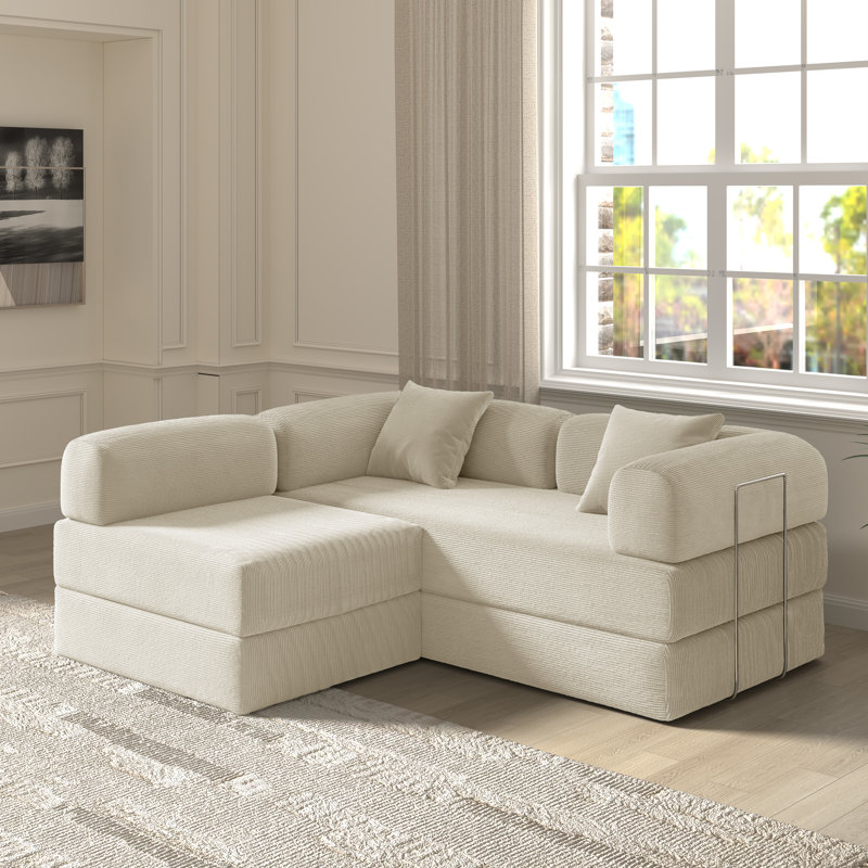 Jordan 2-Piece No-assembly Sleeper Sofa Bed With Sleeper Chair, Beige
