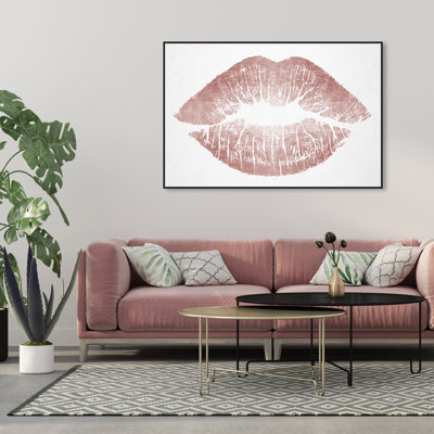 «Fashion and Glam Rose Gold Solid Kiss», impression sur toile tendue