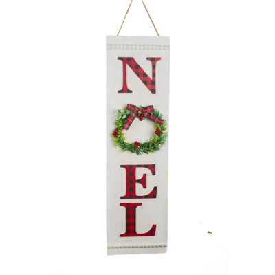 Bannière murale blanche en bois blanc chaud à DEL Noel