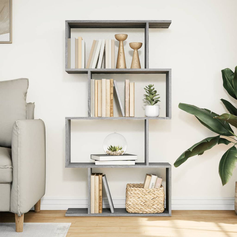 Sekai 70cm W Bookcase, Grey Sonoma, (4 Shelves) 129cm H x 70cm W x 24cm D