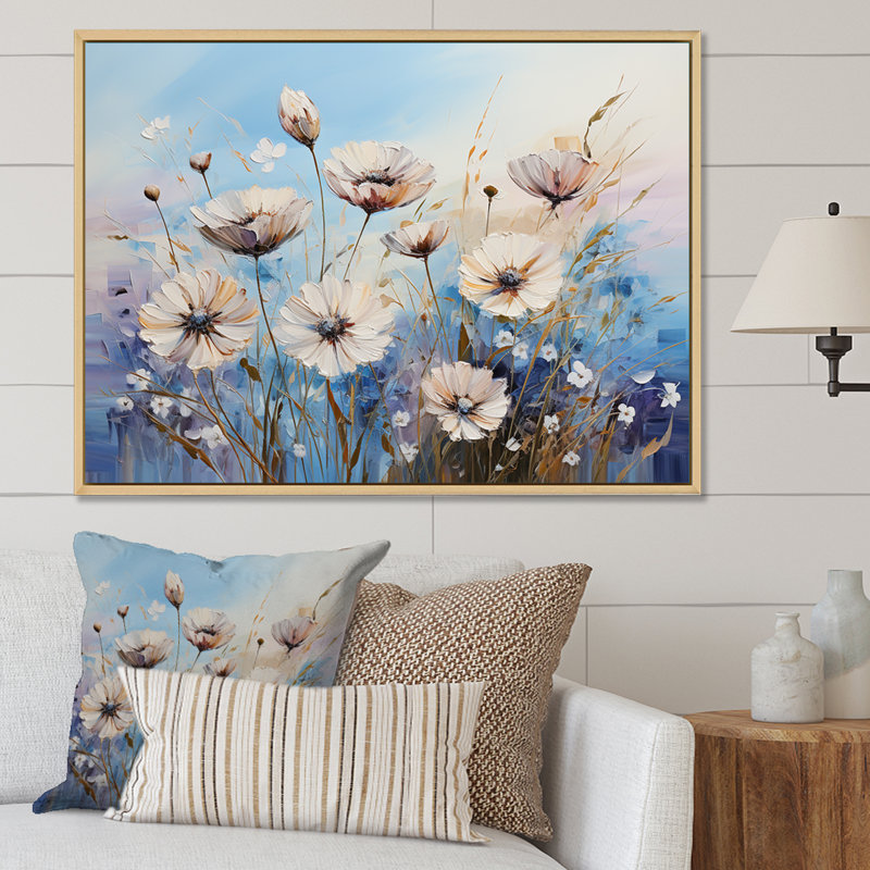 Divine bleuet en fleurs II - impression, Cadre flottant blanc, H 30 po x l 40 po x P 1,5 po