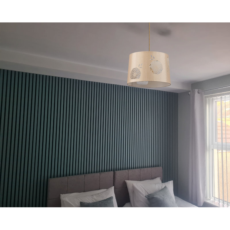 20cm H Polyester Drum Lamp Shade ( Uno ), Beige/Gold