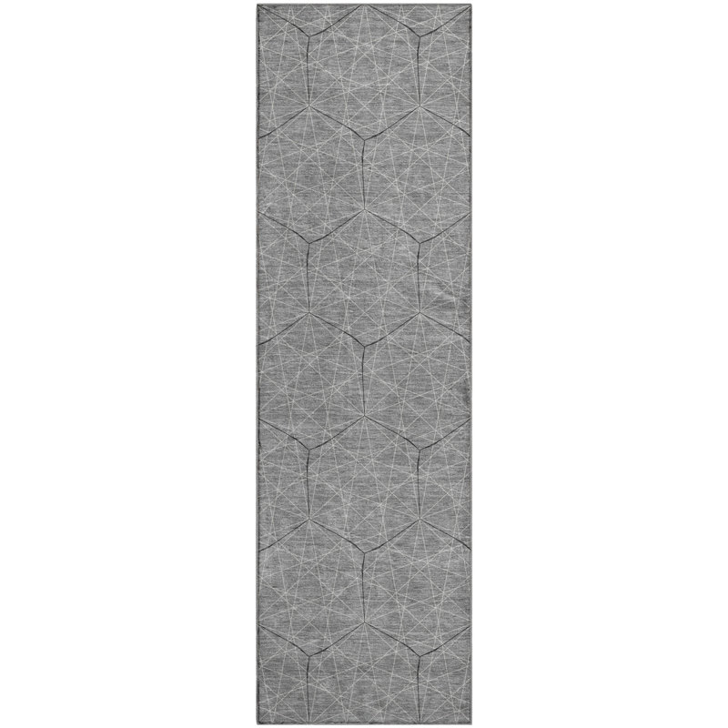 Premium Machine Washable Natoma AMF987 Geometric Rug, Runner 2'3" x 7'6"