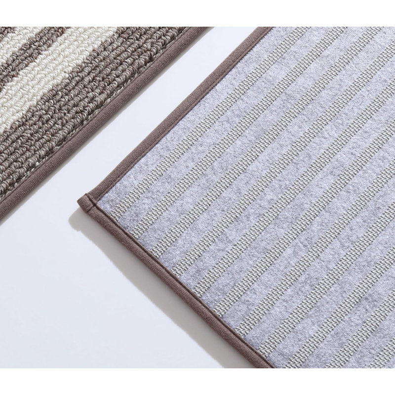 Geometric Anti-Fatigue Non-Skid Kitchen Mat, Brown, Rectangle 4'3" x 10'2"