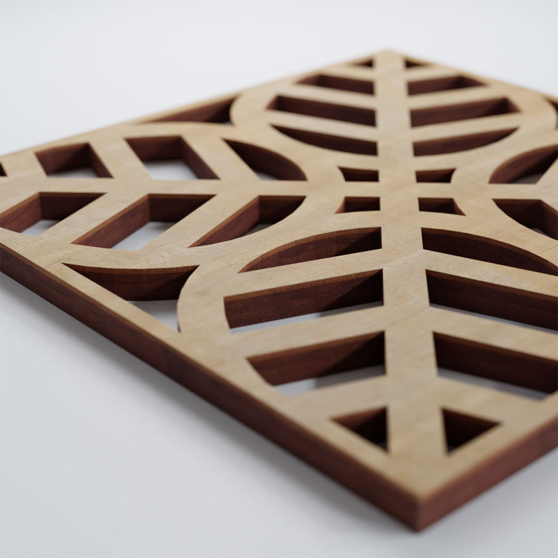 Garland Decorative Fretwork Wood Wall Panels, Hickory, 7 3/8"H x 7 3/8"W x 1/4"D
