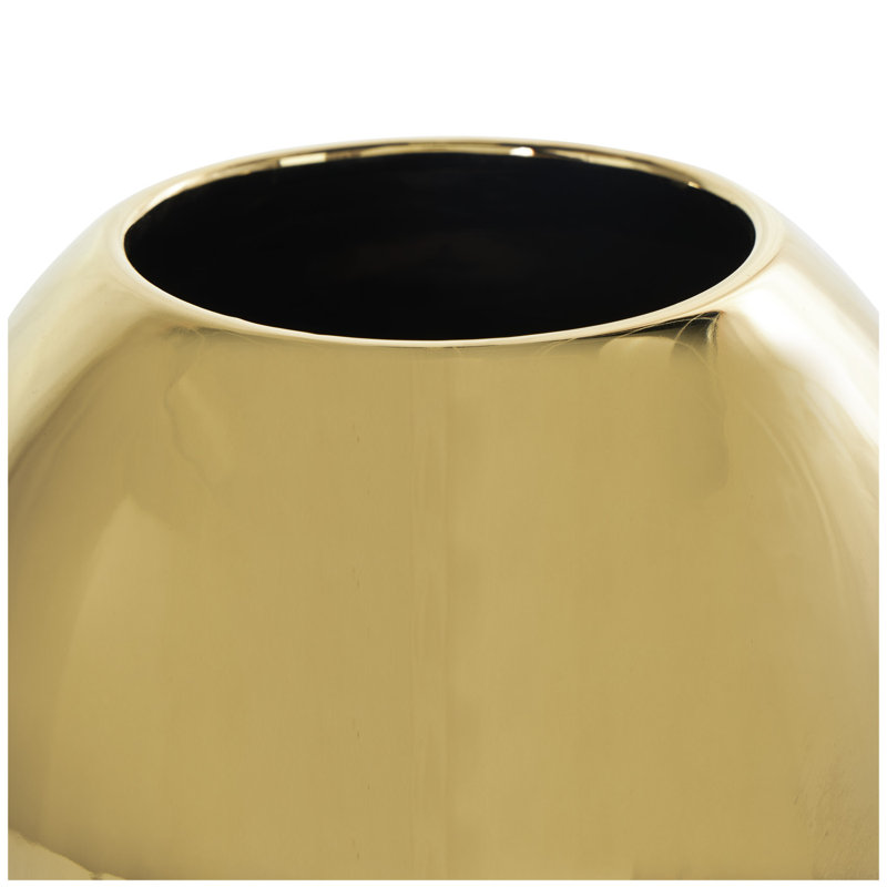 Patrich Ceramic Abstract Decorative Vase with Abstract Gold Melting Drips, 13.1" H x 9.2" W x 9.4" D, Gold/Black