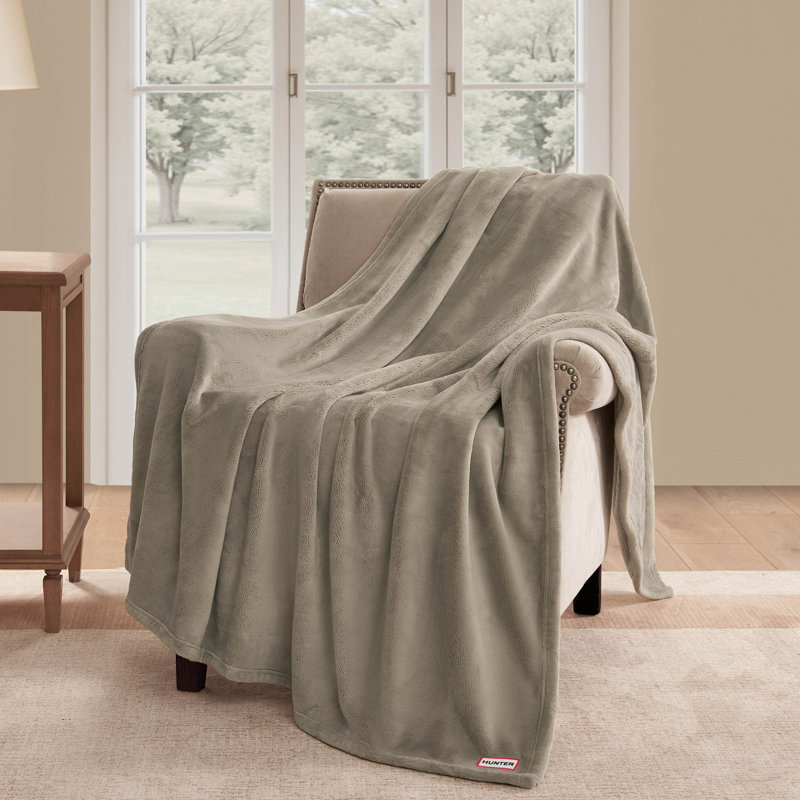 Hunter Coco Flannel Throw Blanket, Island Fossil Brown