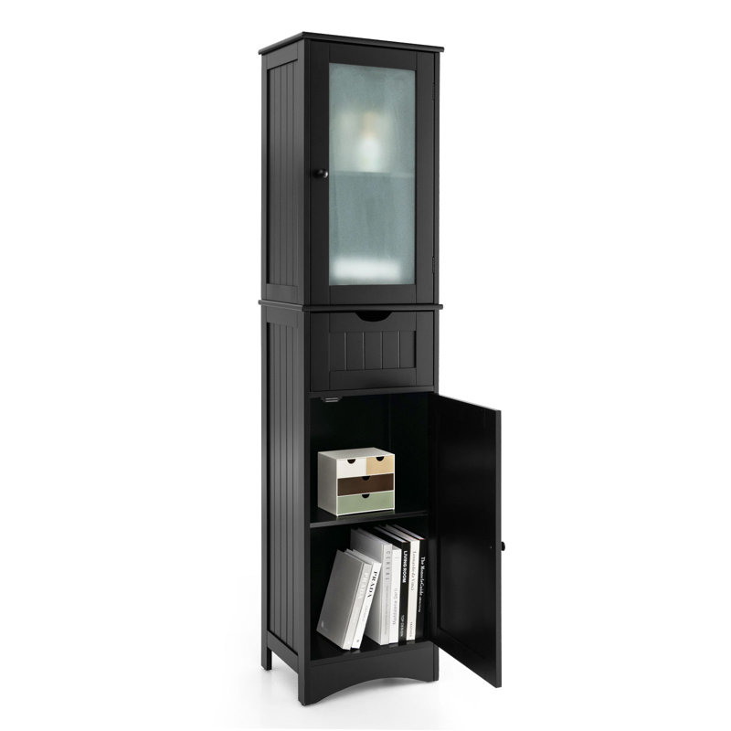 Amatul Glass Freestanding Linen Cabinet