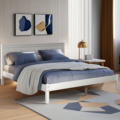 Full Size Platform Bed Frame With Headboard, With Wooden Slats, No Springs Required by Gracie Oaks