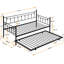 Lit de jour avec couchette en noir - Conception moderne pour une utilisation optimale de l'espace, structure en métal durable, endroit de repos calme et paisible, trousse d'assemblage facile, aucun sommier requis, peut contenir 250/350 lb, construction