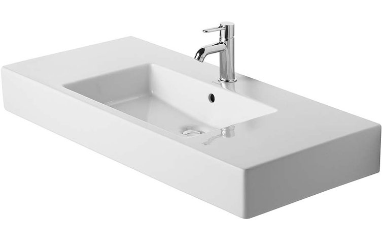 Vero White with WonderGliss Ceramic Rectangular Wall Mount Bathroom Sink with Overflow