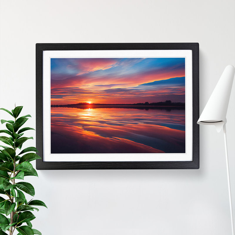 Lively Seascape At Sunset Framed Print, 25cm H x 34cm W, Black