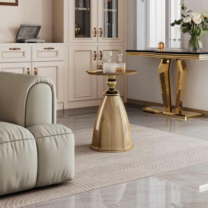 Table de bout en fer Luxury Design, table d'appoint ronde minimaliste pour petits espaces, Doré