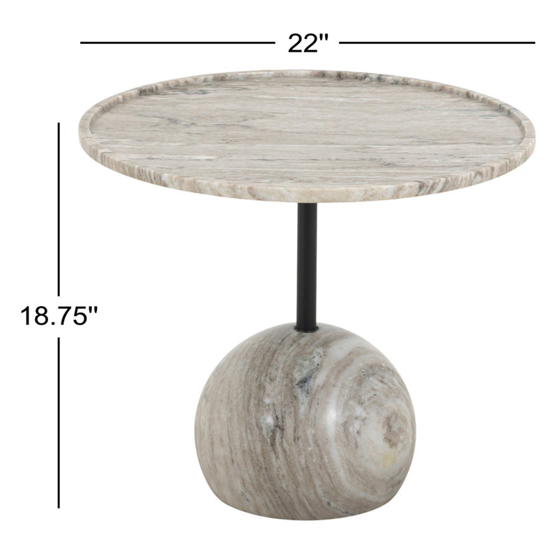 Ackerson Marble Top End Table, Antique White Marble