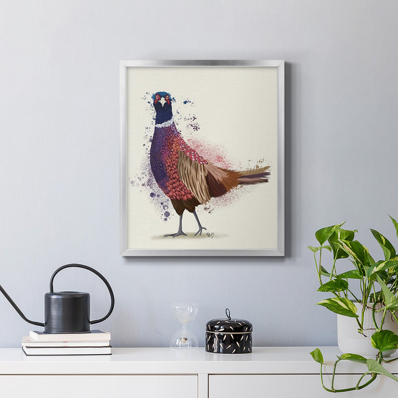Toile encadrée de qualité supérieure Pheasant Splash 6 - prête à être accrochée, Argent, H 24 po x l 20 po