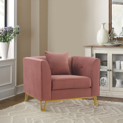Mccollister 38" Wide Sofa Accent Chair in Fabric Upholstery with Brushed Metal Legs